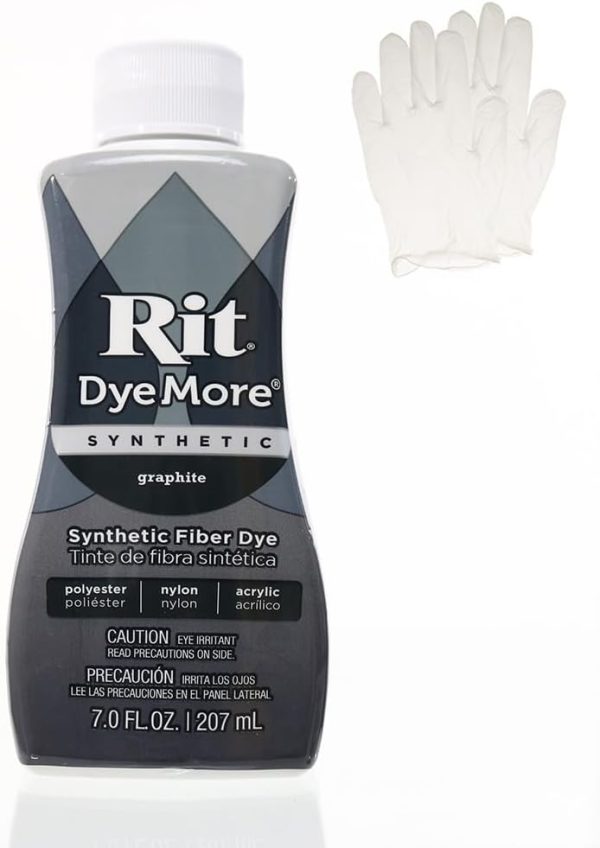 Rit DyeMore 7 Oz. Synthetic Liquid Fiber Dye Single Pack with Plastic Gloves for Clothing, Décor, and Crafts – Graphite-0