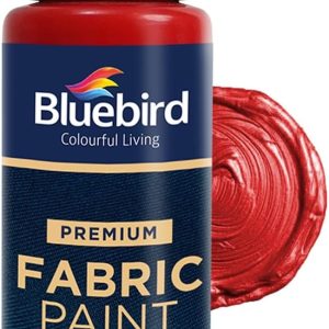 BLUEBIRD Fabric Paint, Vermilion Red, 3.4 Fl Oz, Permanent Fabric Paints for Christmas Decorations, Clothes, Furniture Upholstery-0