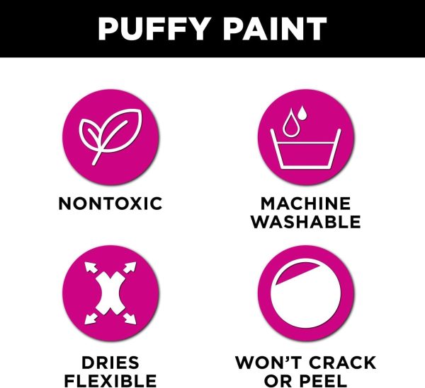 Tulip Puff Paint 20-Color Party Pack, Multi-Surface, Premium Quality, Nontoxic & Waterproof Craft Paint, Permanent on Fabric, Rainbow-3