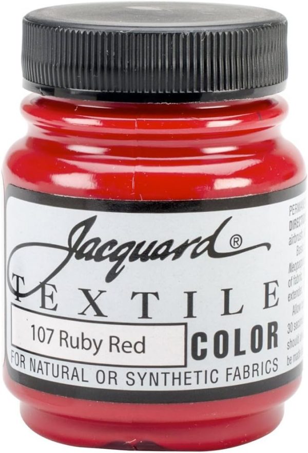 Jacquard Fabric Paint 2.25 Oz Ruby Red for Clothes, Furniture Upholstery, Shoes or Tote Bags-0