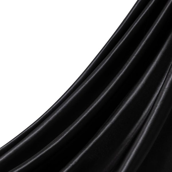 Q&J Fabric Co. Black Satin Fabric by The Yard Soft Charmeuse Cloth Silky Fabric Polyester Fabric 55'' for DIY Sewing Crafts Wedding Dresses & Party Decor | Smooth, Shiny & Wrinkle-Resistant (1 Yard)-0