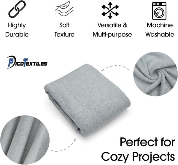 Pico Textiles 2 Yards Bolt - Heather Gray Solid Fleece Fabric - Solid Color Fleece Fabric - Sold by The Bolt - Variety of Colors - Ideal for Sewing Projects and No Sew Fleece Throws-4