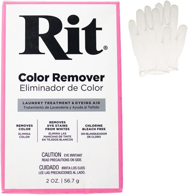All Purpose Concentrated Rit Dye Powder Single Pack with Plastic Gloves for Clothing, Décor, and Crafts – Color Remover-0