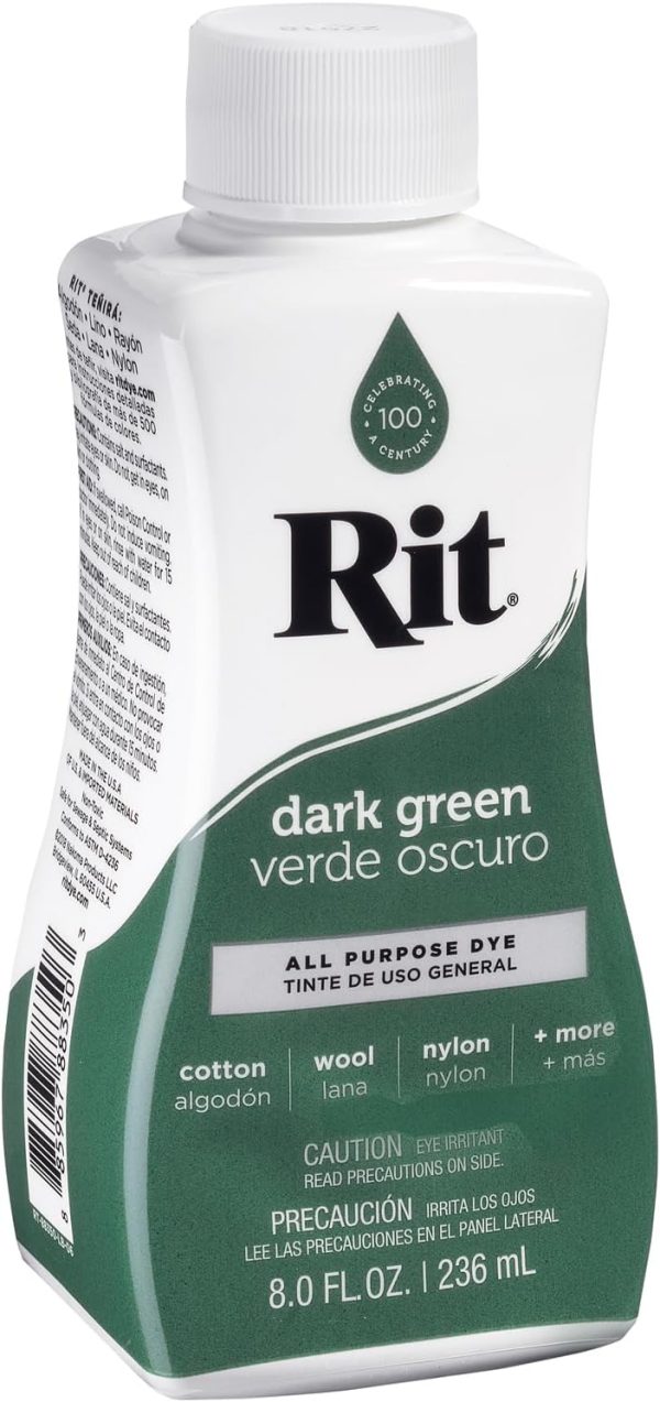 Rit Liquid Fabric Dye, 8-Ounce, Dark Green, 8 Fl Oz (Pack of 1)-1