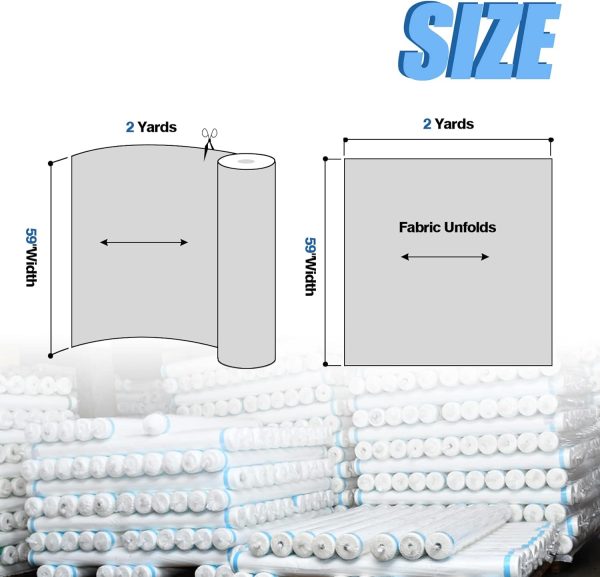 2 Yard White Cotton Fabric,Natural Cotton Poplin Fabric by The Yard, 59 Inches Wide 100% Cotton Fabric,Soft Embroidery Muslin Quilting Material for Sewing Material Apparel Cloth-2