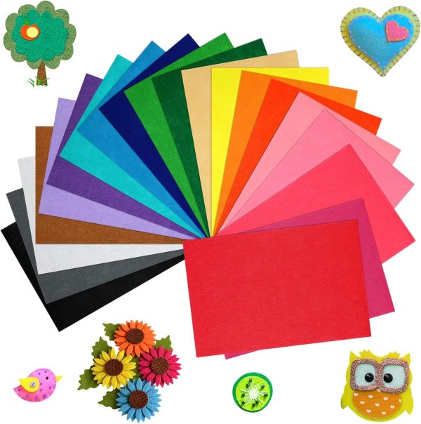 20 Pcs Felt Fabric Sheet 8" x 12" Assorted Color Felt Fabric Sheets for Crafts DIY Handcraft Sewing Squares Patchwork Nonwoven-0