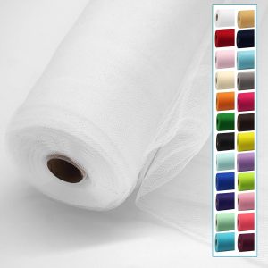 IONTACH White Tulle Fabric Rolls 54 Inch by 40 Yards Fabric Tulle Bolt for Wedding Christmas Decorations DIY White Tutu Baby Shower Table Skirt Ceiling Decor Birthday Party Craft Supplies-0