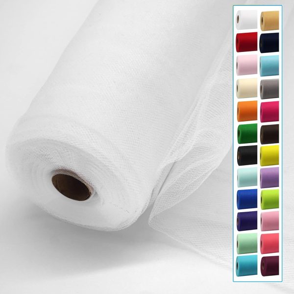 IONTACH White Tulle Fabric Rolls 54 Inch by 40 Yards Fabric Tulle Bolt for Wedding Christmas Decorations DIY White Tutu Baby Shower Table Skirt Ceiling Decor Birthday Party Craft Supplies-0