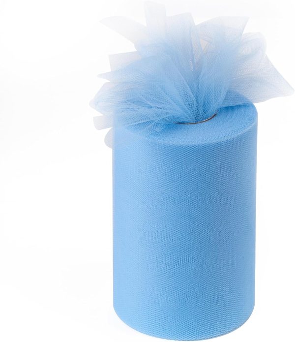 White Tulle Fabric Rolls 6 Inch by 100 Yards (300 feet) Tulle Roll Spool Fabric for DIY Tutu Skirt Baby Shower Birthday Party Wedding Decorations Christmas Craft Supplies (White)-2