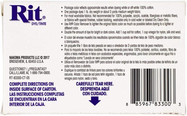 All Purpose Concentrated Rit Dye Powder Single Pack with Plastic Gloves for Clothing, Décor, and Crafts – Color Remover-1