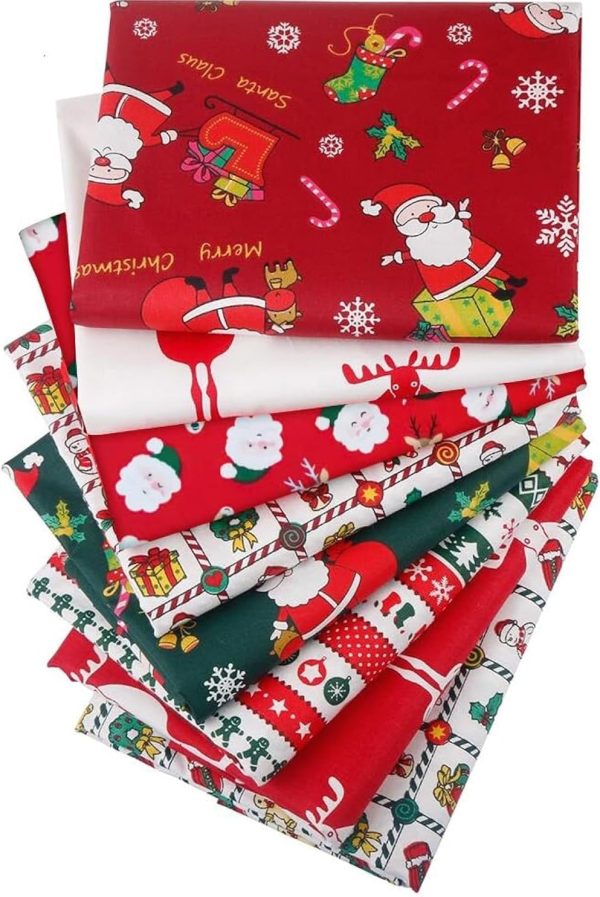 Aubliss 8pcs Fat Quarter Fabric Bundles (100% Cotton - 20'' x 20'') Quilting Cotton Craft Fabric Pre-Cut Squares Sheets for Patchwork Sewing Quilting Crafting-0