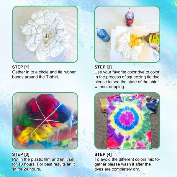 Vanstek Tie Dye Kit, 24 Colors Tie Dye Shirt DIY Fabric Dye for Women, Kids, Men, with Rubber Bands, Gloves, Plastic Film and Table Covers for Family Friends Group Party Supplies 24 hour fitness