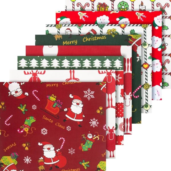 Aubliss 8pcs Fat Quarter Fabric Bundles (100% Cotton - 20'' x 20'') Quilting Cotton Craft Fabric Pre-Cut Squares Sheets for Patchwork Sewing Quilting Crafting-2