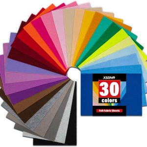 XSEINO 30PCS 8" x 12" 1.4 mm Thick Soft Felt Sheets,30 Assorted Multicolour Series Soft Felt Sheets for DIY Craft Sewing Squares Nonwoven Patchwork-0