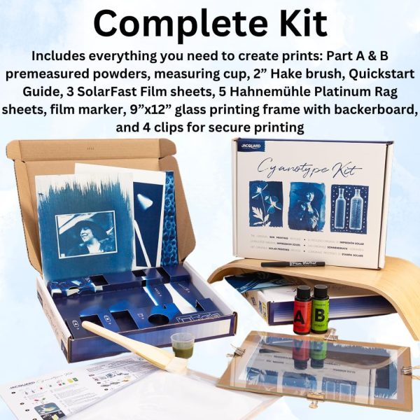 Jacquard Cyanotype Kit – Sun Printing Kit for Paper, Fabric and More, Complete Cyanotype Kit with Pre-Measured Chemicals, Easy-to-Use Cyanotype Chemicals for Cyanotype Fabric, Sunprint Kit Projects kitsch