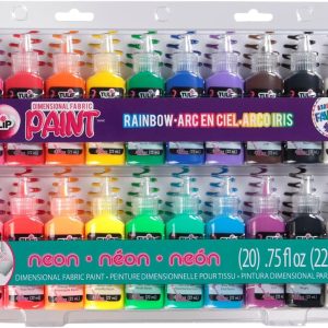 Tulip Puff Paint 20-Color Party Pack, Multi-Surface, Premium Quality, Nontoxic & Waterproof Craft Paint, Permanent on Fabric, Rainbow-0