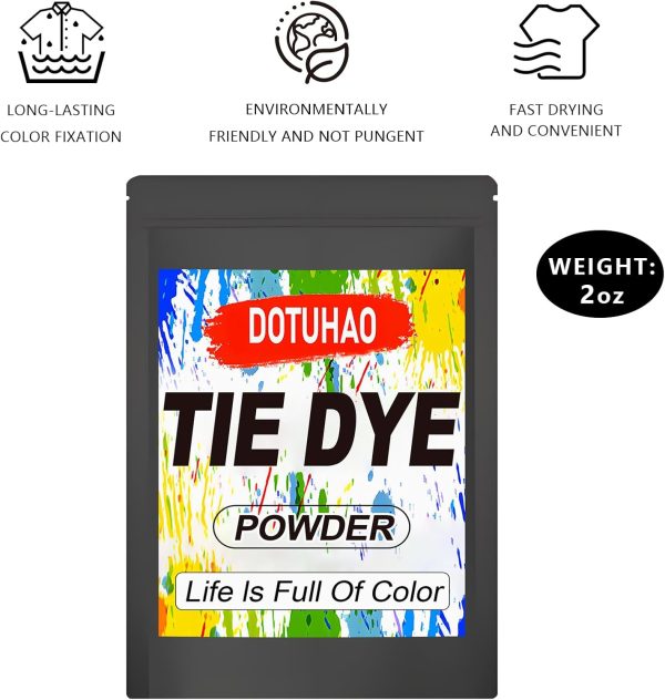 Tie Dye Powder, Black Tie Dye for Clothes, Fabric Dye, Permanent & Washfast Powder Tie Dyes, Creative Dyes for Clothes (Black,2 OZ)-4