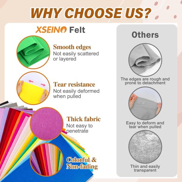 XSEINO 30PCS 8" x 12" 1.4 mm Thick Soft Felt Sheets,30 Assorted Multicolour Series Soft Felt Sheets for DIY Craft Sewing Squares Nonwoven Patchwork-3