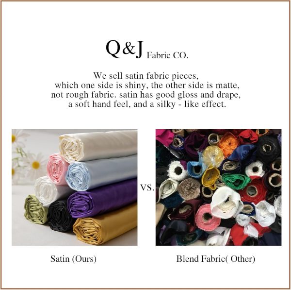 Q&J Fabric Co. Black Satin Fabric by The Yard Soft Charmeuse Cloth Silky Fabric Polyester Fabric 55'' for DIY Sewing Crafts Wedding Dresses & Party Decor | Smooth, Shiny & Wrinkle-Resistant (1 Yard)-3
