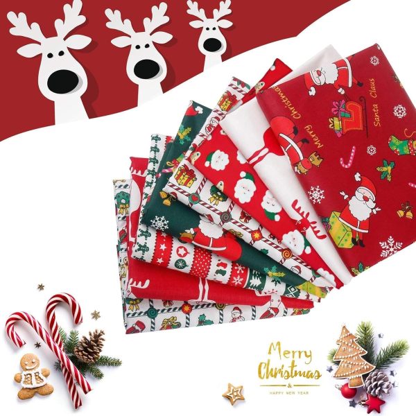 Aubliss 8pcs Fat Quarter Fabric Bundles (100% Cotton - 20'' x 20'') Quilting Cotton Craft Fabric Pre-Cut Squares Sheets for Patchwork Sewing Quilting Crafting-3