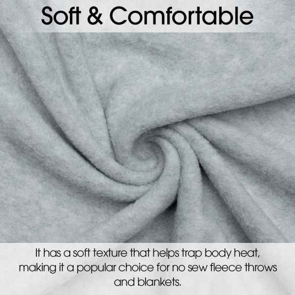 Pico Textiles 2 Yards Bolt - Heather Gray Solid Fleece Fabric - Solid Color Fleece Fabric - Sold by The Bolt - Variety of Colors - Ideal for Sewing Projects and No Sew Fleece Throws-2