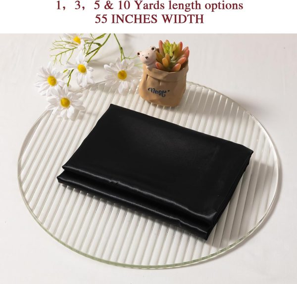 Q&J Fabric Co. Black Satin Fabric by The Yard Soft Charmeuse Cloth Silky Fabric Polyester Fabric 55'' for DIY Sewing Crafts Wedding Dresses & Party Decor | Smooth, Shiny & Wrinkle-Resistant (1 Yard)-4