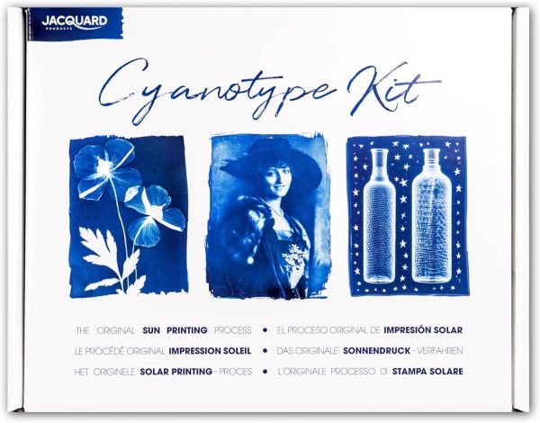 Jacquard Cyanotype Kit – Sun Printing Kit for Paper, Fabric and More, Complete Cyanotype Kit with Pre-Measured Chemicals, Easy-to-Use Cyanotype Chemicals for Cyanotype Fabric, Sunprint Kit Projects cyanotype print