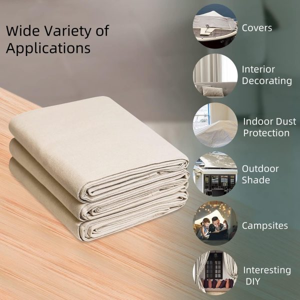 Canvas Fabric, Premium 10oz Natural Cotton Duck Canvas Fabric 62'' Wide for Arts & Crafts, Backings, Covers,1Yd (60 x 36 inchs)-2