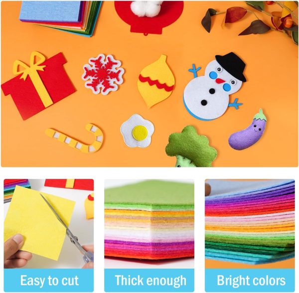 40PCS Felt Fabric Sheets Craft - 4"x 4" Assorted Colors - 1mm Thick Square Nonwoven Felt Fabric for Crafts DIY-4