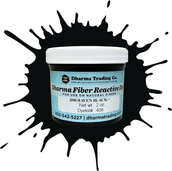 Dharma Fiber Reactive Procion Dye - #1 for Tie-Dye & Ice Dye. Vibrant, Permanent Colors Trusted Since 1969 (Raven Black PR200, 2 oz.)-0