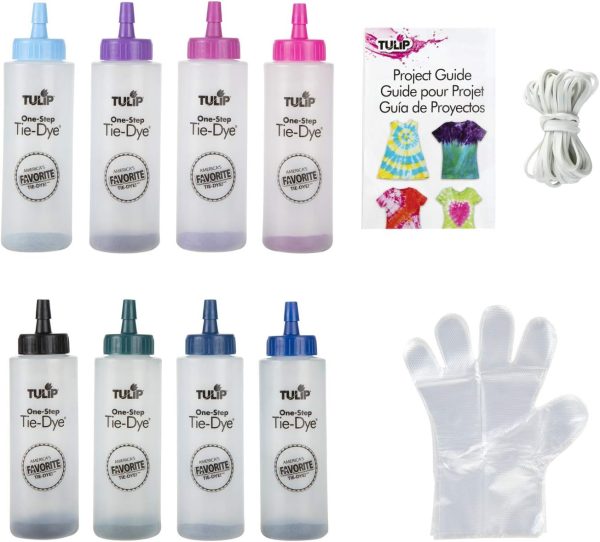 Tulip One-Step Tie-Dye Kit Celestial, Large Party Activity, Permanent Fabric Dye, Vibrant Galaxy Color Palette: Purple, Pink, Blue, Black, Easy Clean-up, 8 Fun Techniques Included, 8 Full Size Bottles-2