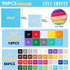 90PCS Felt Fabric Sheets Craft Kit - 4"x 4" + 6"x 6" Assorted Colors - 1mm Thick Square Nonwoven Felt Fabric for Crafts DIY-1