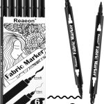 Black Fabric Markers, Dual Tip Fabric Paint Markers, Permanent Fabric Pens for Clothes, T Shirts, Canvas, Bags (6pack)-0