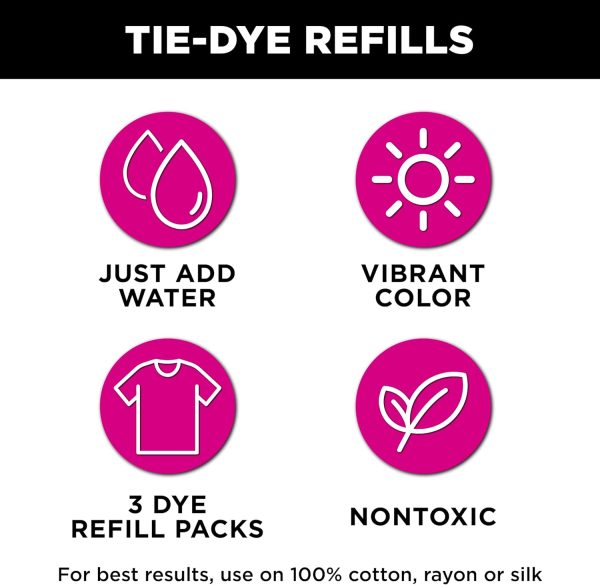 Tulip One-Step Tie-Dye Kit , 3 Fabric Dye Refill Packs, Packs, Red 3dm