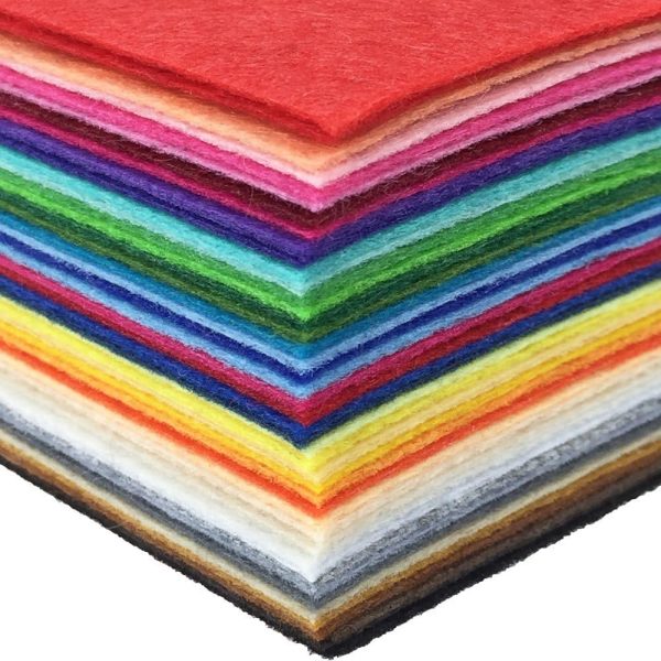 flic-flac 16PCS 8 x 12 inches (20 x 30cm) Assorted Color Felt Fabric Sheets Patchwork Sewing DIY Craft 1mm Thick-2