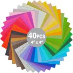 40PCS Felt Fabric Sheets Craft - 4"x 4" Assorted Colors - 1mm Thick Square Nonwoven Felt Fabric for Crafts DIY-0
