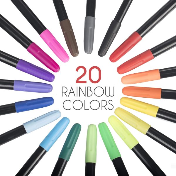 Zenacolor 20 Fabric Markers Pens Set - Indelible and Permanent Fabric Paint Fine Point Textile Marker Pen-1