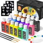 Shuttle Art Fabric Paint, 18 Colors Permanent Soft Fabric Paint in Bottles (60ml/2oz) with Brushes, Palette, Stencils, Non-Toxic Textile Paint for T-Shirts, Shoes, Jeans, Bags, DIY Projects&Art-0