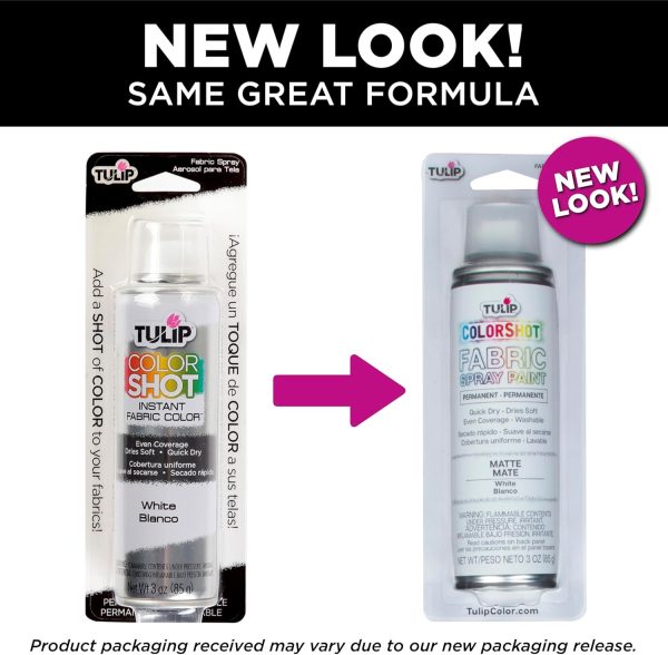 Tulip ColorShot Instant Fabric Spray Paint, Permanent Color Spray-On Fabric Paint, 3oz. White-3