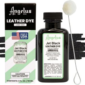 Angelus Leather Dye - Flexible Leather Dye for Shoes, Boots, Bags, Crafts, Furniture, & More 3oz, Dauber Included (Jet Black)-0