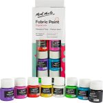 Mont Marte Permanent Fabric Paint Set 8 x 20ml Vivid Colours for Textile, Fabric, T-Shirt, Canvas, Wood, Ceramic, Glass-0