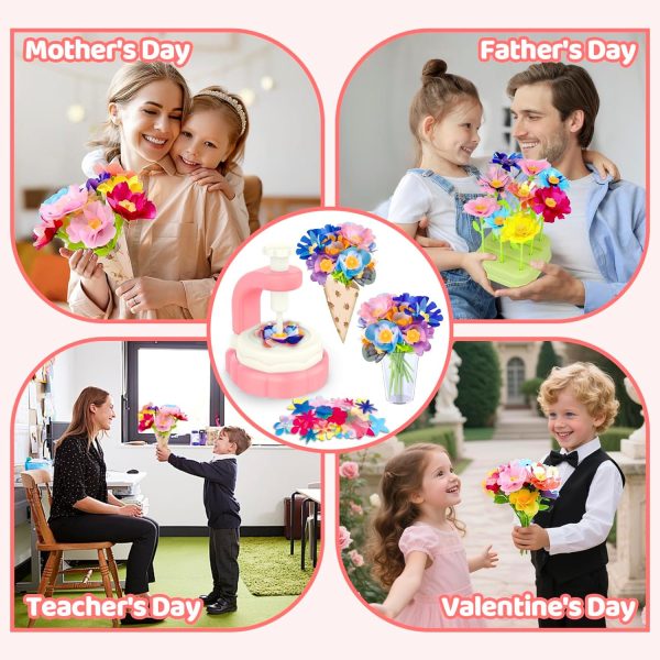 185pcs DIY Fabric Flower Bouquet Craft Kits for Kids Ages 3-12, STEM Educational Arts and Crafts Handmade Flower Making Kit Toy for Toddler Girls 3 4 5 6 7 8 9 10 11 12 Years Birthdays Christmas Gift-3