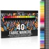 Zenacolor 40 Fabric Markers Pens Set - Non Toxic, Indelible and Permanent Fabric Paint - Fine Point Tip Textile Marker Pen-0