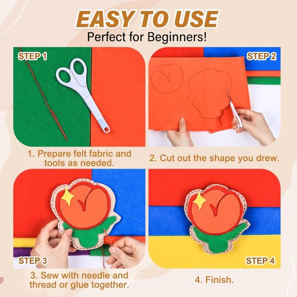 XSEINO 30PCS 8" x 12" 1.4 mm Thick Soft Felt Sheets,30 Assorted Multicolour Series Soft Felt Sheets for DIY Craft Sewing Squares Nonwoven Patchwork-4