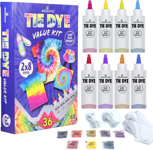WINSONS Tie Dye Kit, 8 Colours Non Toxic Permanent Fabric Dye Art Set for Kids Women for Homemade Party Creative Group Activities DIY Gift winston strawn
