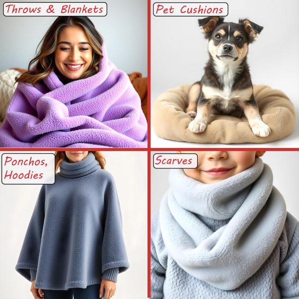 Barcelonetta | Fleece Fabric | Blanket Fabric | 72"X60" | Polar Fleece | Soft, Plush, Anti-Pill | Poncho, Pillow Cover, PJ Pants, Cushion, Liners, Eye Mask (Black, 2 Yards)-4