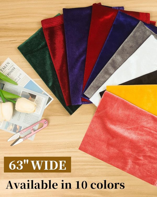 HOTGODEN Stretch Velvet Fabric by The Yard: Red 63" Wide 2 Yards 95% Polyester 5% Spandex Velvet Fabric for DIY Sewing, Upholstery, Apparel, Costume, Craft-2