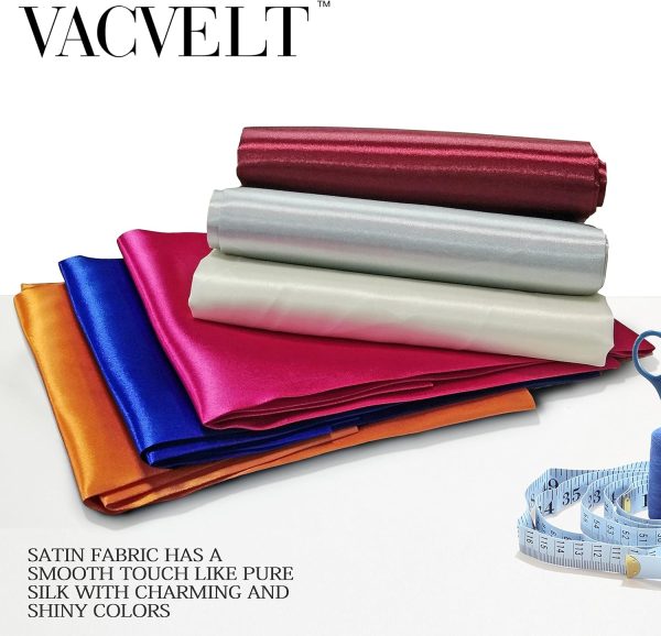 VACVELT Charmeuse Satin Fabric by The Yard, 60 Inch Wide Black Satin Fabric Shiny & Soft Cloth Fabric, Silky Satin Fabric for Bridal Dress, Wedding Decorations, Crafts, Sewing, Draping (1 Yard)-1