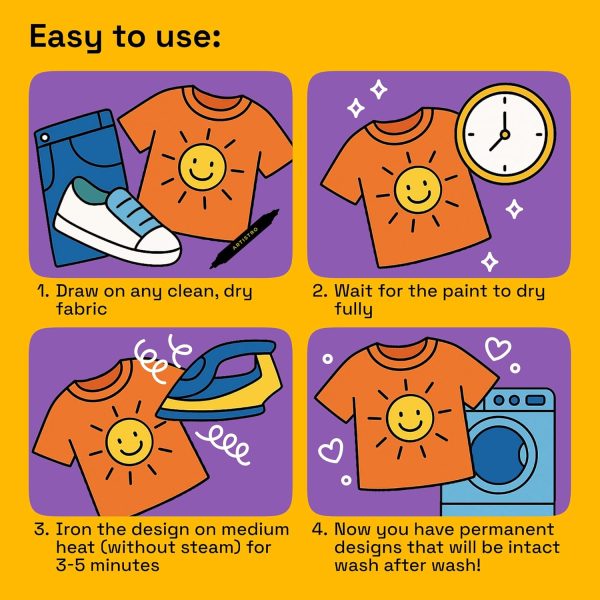 ARTISTRO 24 Dual-Tip Fabric Markers - Fabric Decorating Kit - Permanent for Clothes - Acrylic Paint Pens for Sneakers, Bags, Shoes, Textile, Canvas, Sewing, Craft, DIY - Brush and Fine Tip-4