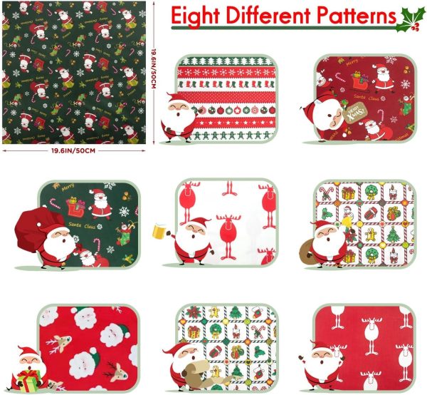 Aubliss 8pcs Fat Quarter Fabric Bundles (100% Cotton - 20'' x 20'') Quilting Cotton Craft Fabric Pre-Cut Squares Sheets for Patchwork Sewing Quilting Crafting-1